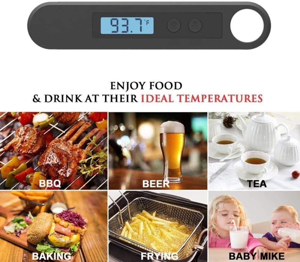 Termometro a base di carne impermeabile Instant Leggi - Leggi istantaneo Termometro da cottura ultra veloce con retroilluminazione e calibrazione, Termometro da cucina per cucinare, Grill all'ape