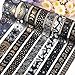 9 Rolls Mystic Gold Washi Tape Set,Gold Foil Vintage Black Pattern Decorative Tape,Butterfly Star Moon Decorative Masking Tapes for DIY Scrapbook Design Journaling Handbook Making Card Wrap Craft Gift