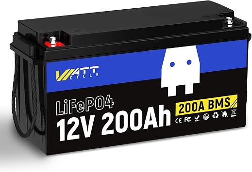 12V 200Ah LiFePO4 Lithium Battery, Built-in 200A BMS, EV A+ Rated Cells, Low Temperature Protection, 15,000+ Cycles, Ideal for Trolling Motors, Yacht, Marine, Boat, RV, Home Energy 1 PACK
