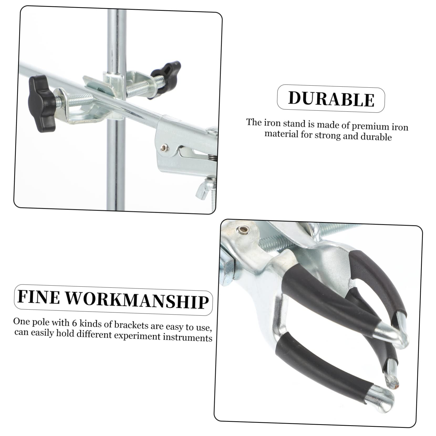 Laborstativ 60cm aus Eisen mit 6 Bracket Typen, Silber