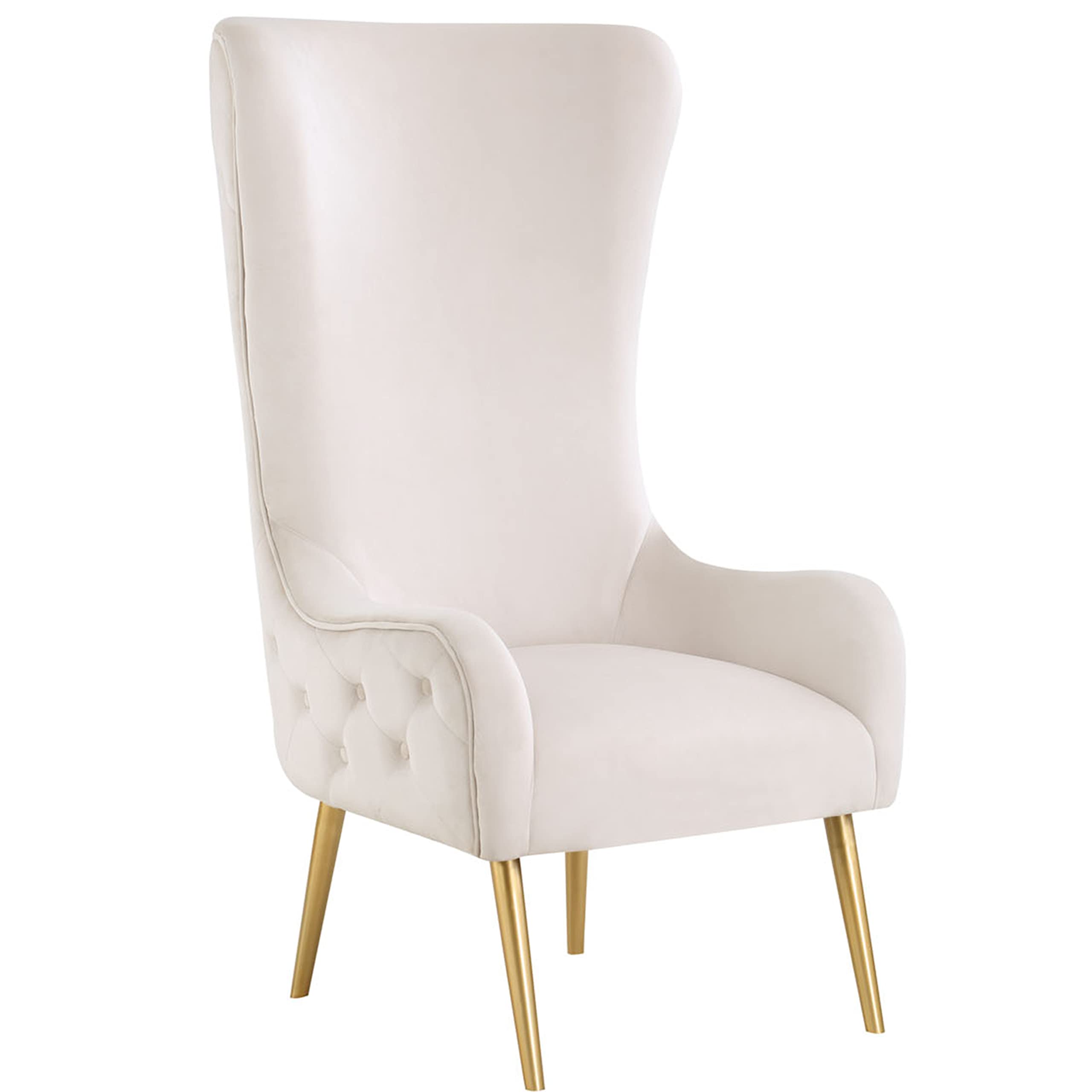 Best Master Furniture Venetian 50" High Back Tufted Velvet Accent Chair Wingback Lounge Armchair with Gold Legs and Upholstered Button Detailing for