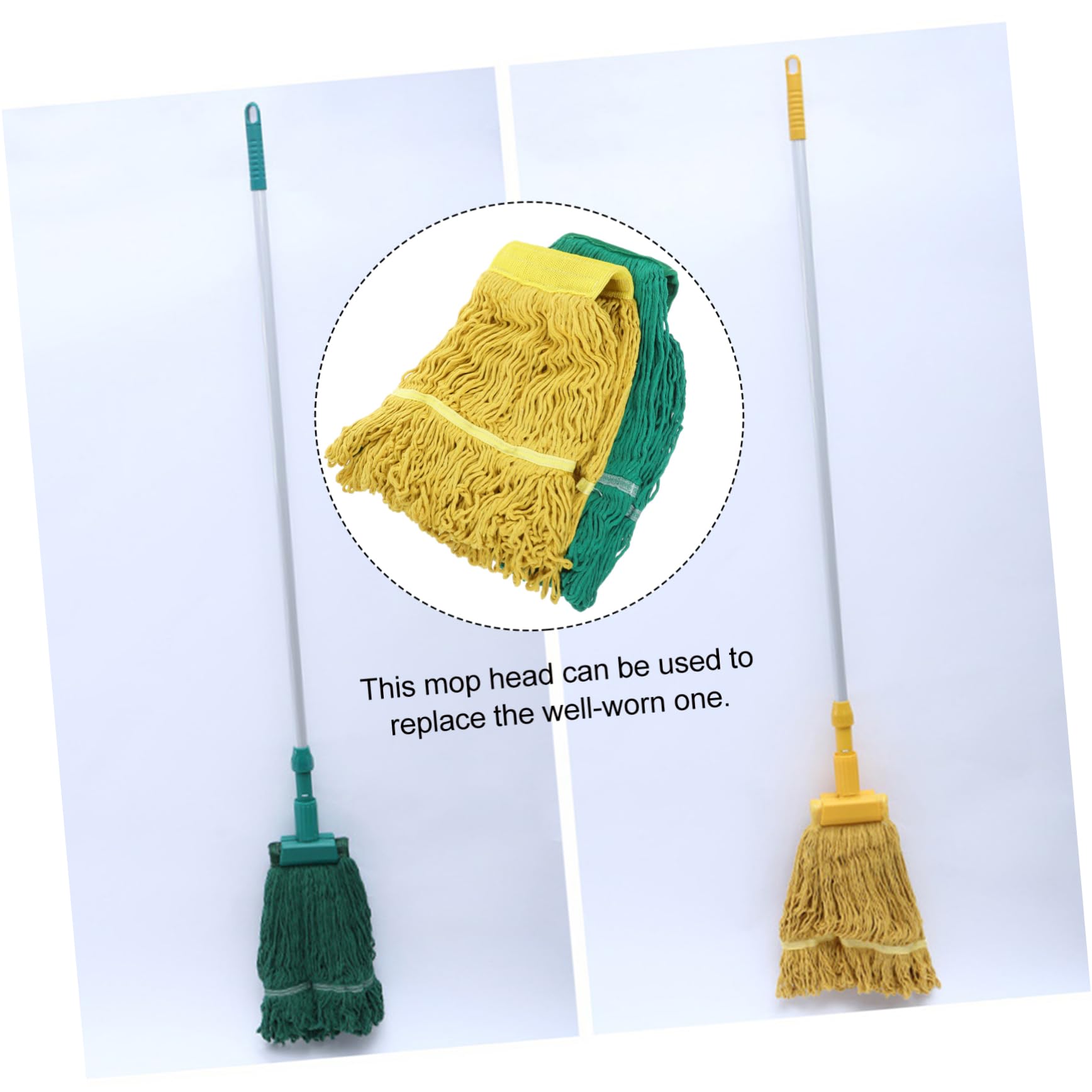 UKCOCO Recambio De Fregona Absorbente 2 Unidades De Hilo De Algodón Lavable Para Limpieza Mopa Suelos Duros y Cerámica, Almohadillas Reutilizables Hogar, Repuesto Práctico Amarillo y Verde