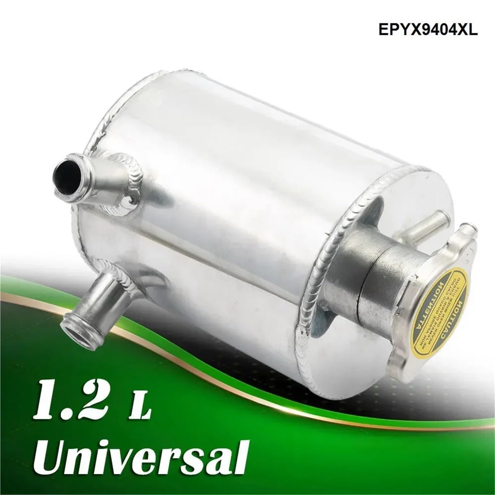 Uniwersalny aluminiowy zbiornik wyrównawczy płynu chłodzącego ze zbiornikiem na wodę i nakrętką w kolorze srebrnym EPYX9404XL Zestaw zbiornika rozprężnego