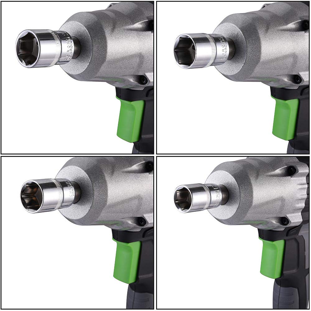 BAKAJI Avvitatore Elettrico Pneumatico ad Impulsi 4050 330Nm Attacco 1/2" Manico Ergonomico Antiscivolo con Custodia Valigetta e Bussole in Varie Misure Svita Avvita Bulloni Per Pneumatici Auto