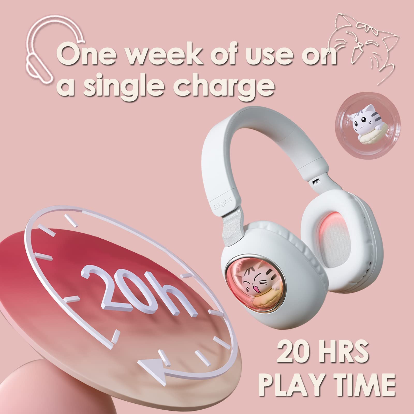 Bluetooth Kopfhörer Kinder Wired mit Mikrofon für Schule Wireless Jungen Mädchen Noise Cancelling auf Ohr Bluetooth Headphones Kinder Headsets für iPad Kindle Handy PC Tablet Flugzeug Reise Beige