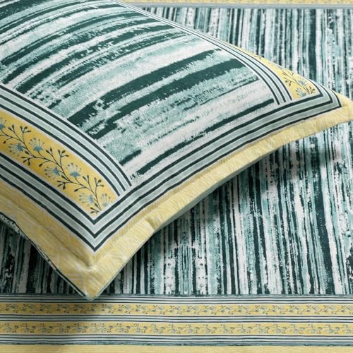 Image of Mafatlal 144 TC Upvan Cotton Queen Bedsheet | 90 x 108 Inches | Traditional Design | Smooth, Long-Lasting & Soft | 2 Pillow Covers | Jolly Brown