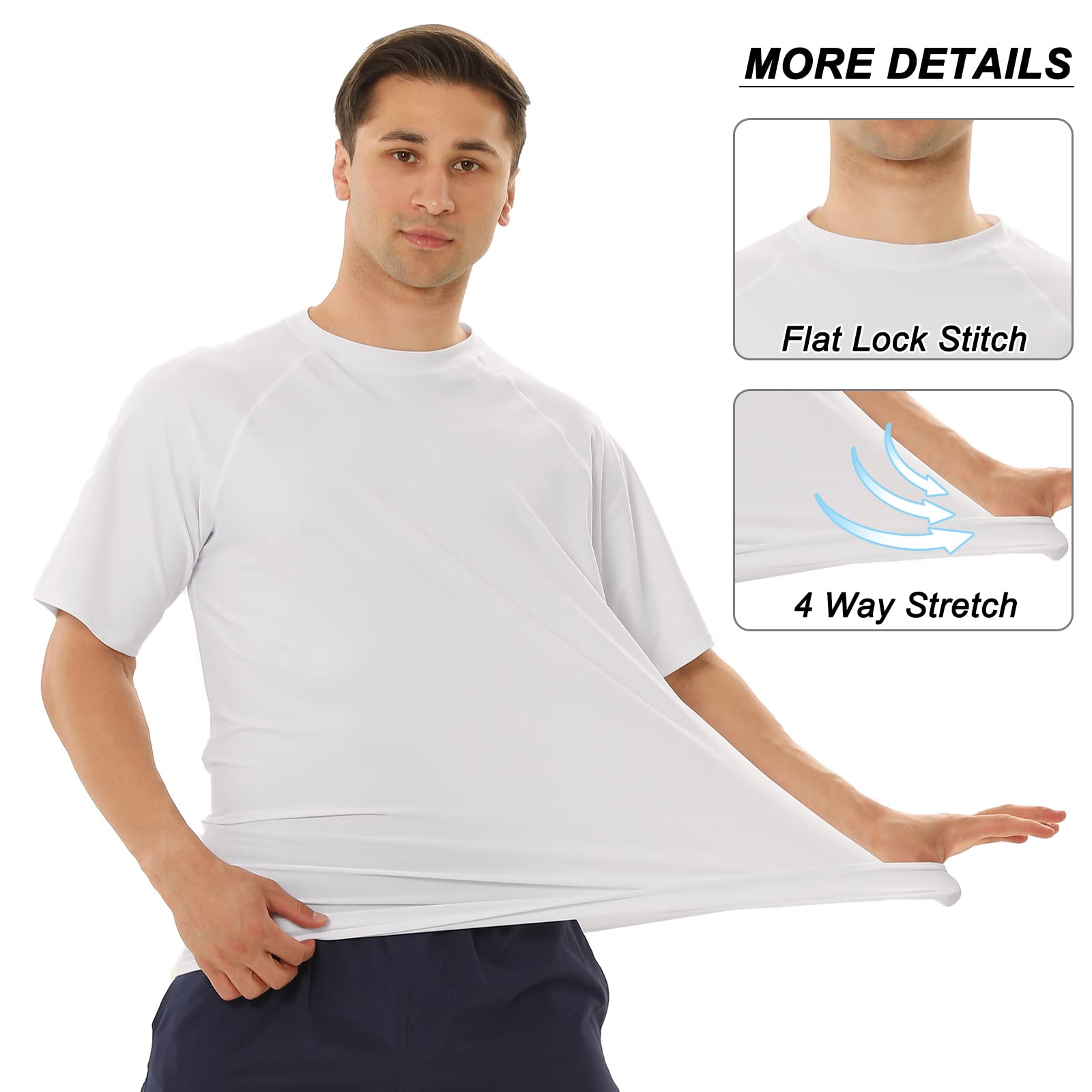 MASOCIO Maglia Anti UV da Uomo Maglietta Maniche Corte UPF 50+ Protezione Solare Costume da Bagno Rash Guard Asciugatura Rapida