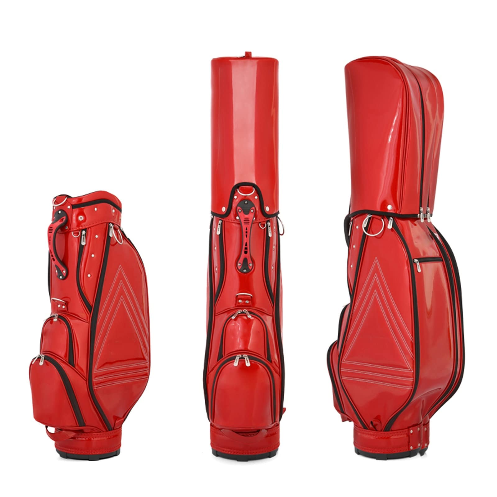 golfbag, Torba golfowa na zewnątrz Przenośna torba ze skóry PU Lekkie podróżne torby kluby golfowe Organizator klubów golfowych pole i podróże(Red)