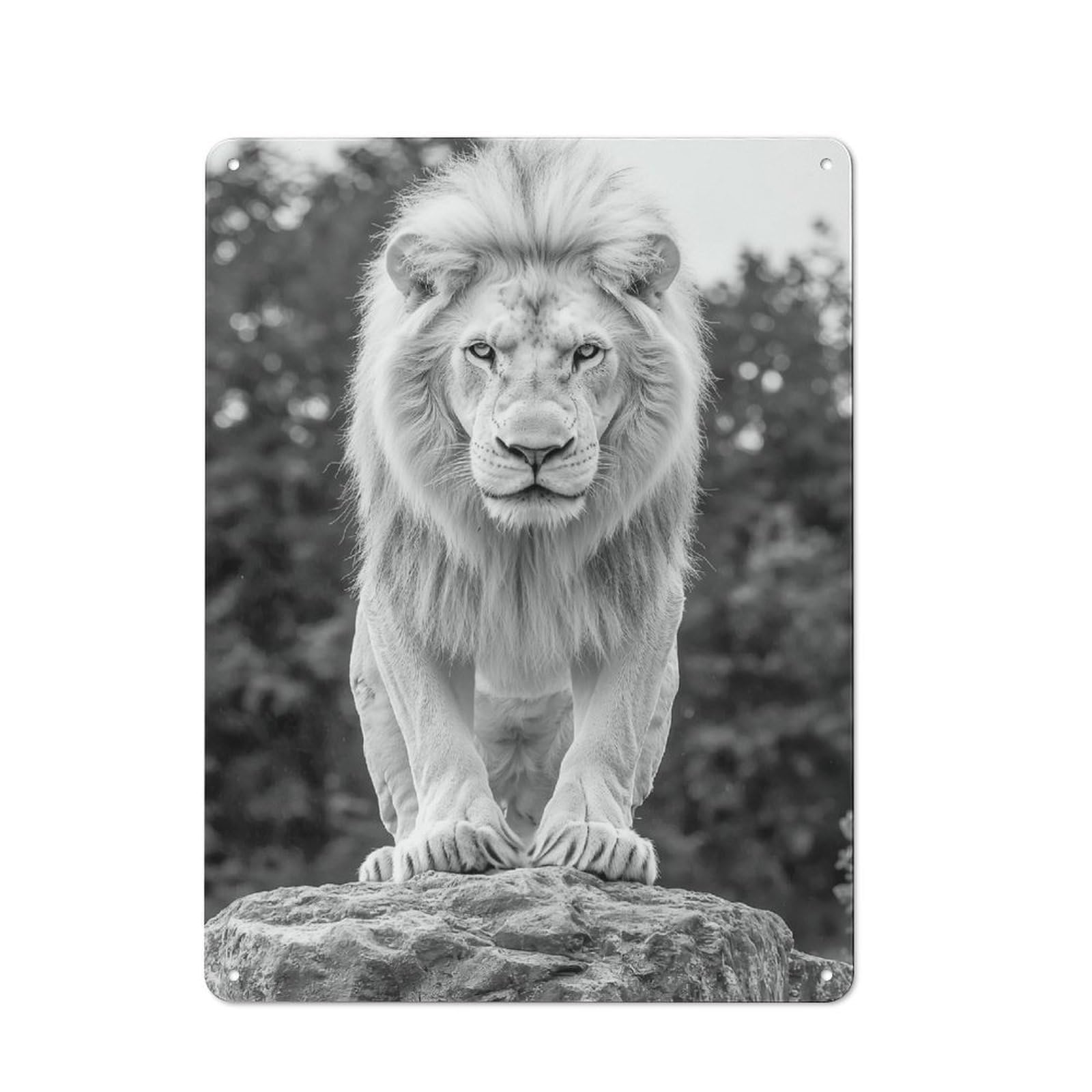 Junmoney White Lion Portrait Retro Metal Plaque 40X30cm Featuring For Garage Wall, A Winter Wall Decor Update For Workshop Decor Fans