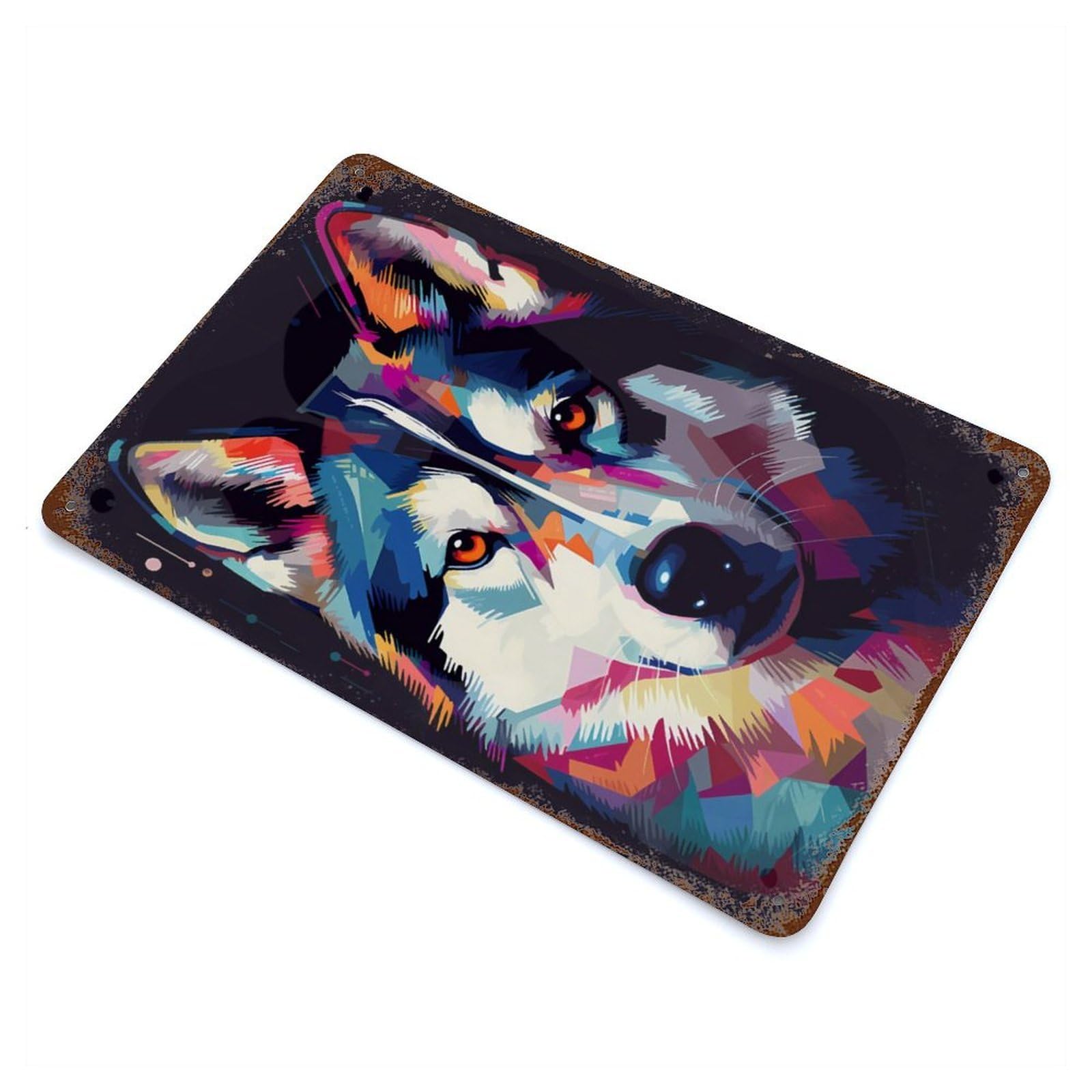 Siberian Husky Abstract Decorative Tin Sign 11.8"x7.9", for Bistro, Counter And Cafe Decor, Classic Wall Plaque