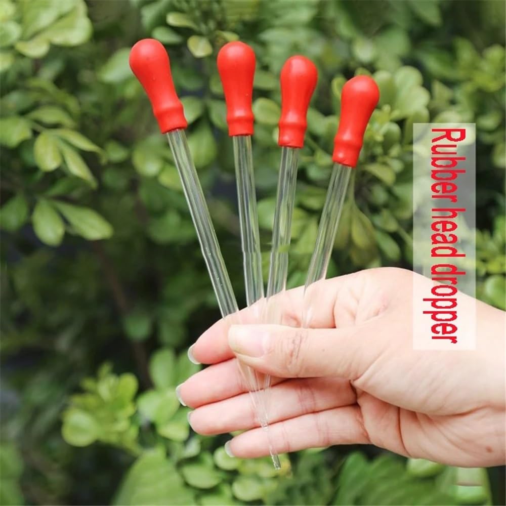 Pipeta de vidrio borosilicato, Pipeta de transferencia vidrio borosilicato con cubierta goma for cabezal, 10 unidades por paquete, 90-200mm(Length 100mm)