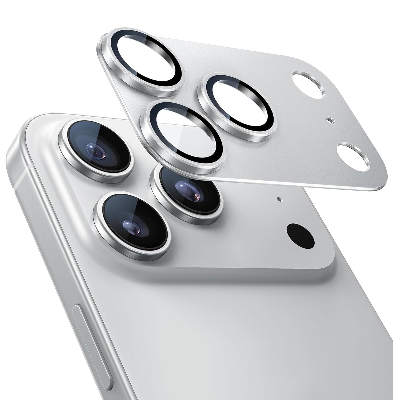 ZXZone for iPhone17 Pro Max カメラフィルム アルミ合金製＋AR高透過率強化ガラス アイフォン 17 Pro Max レンズ保護 カメラカバー レンズ保護 フィルム 防爆裂 ・耐衝撃・スクラッチ防止・露出オーバー防止・ケースに干涉なし (シルバー,iPhone17 Pro Max)