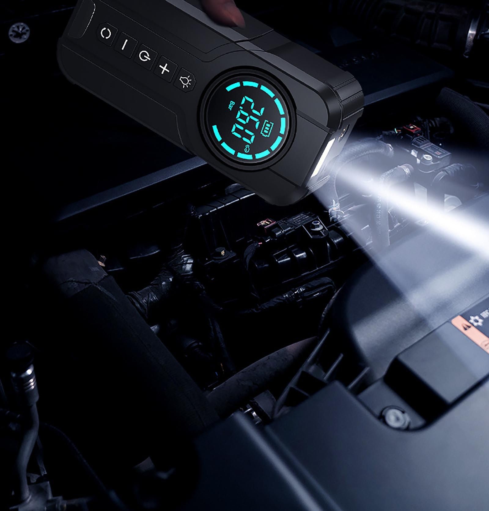 Caricabatteria per Auto con Avviamento di Emergenza 10400 mAh,Alimentatore Booster per Batteria Automatica, 12v 1a,Impermeabile + Luce di Emergenza a LED,Adatto per Auto/Camion/Moto