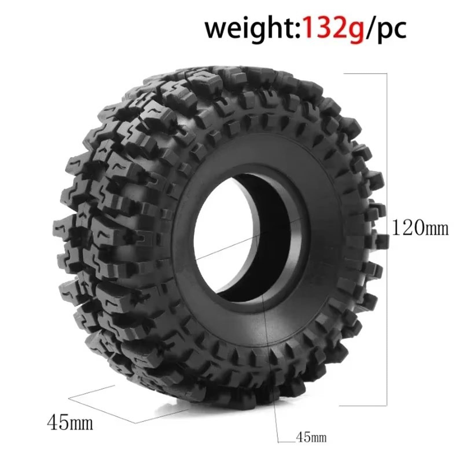 RC Car Pneumatico Ruota Compatibile con AXIAL per SCX10 II III per Capra per TRXS per TRX-4 1/10 RC Truck 1.9" per Rock Crawler Pneumatici Pneumatico da 120mm