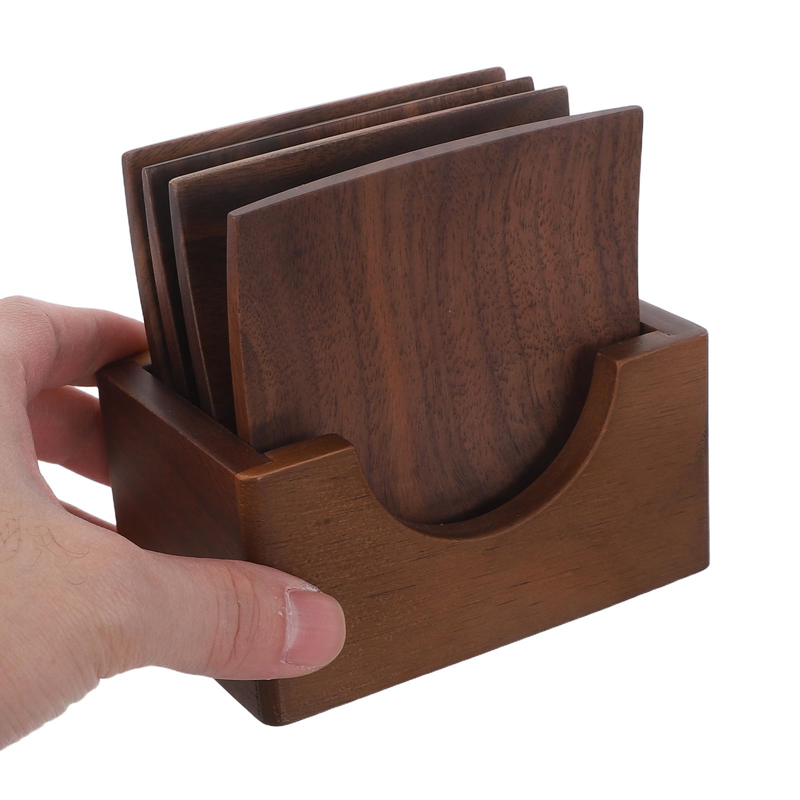 Zerodeko Lot de Dessous de Bois de Noyer avec Support Dessous Isolants pour Boissons Résistants Chaleur Set Décoratif pour Table à Manger et Salon Coussins Bois Robustes