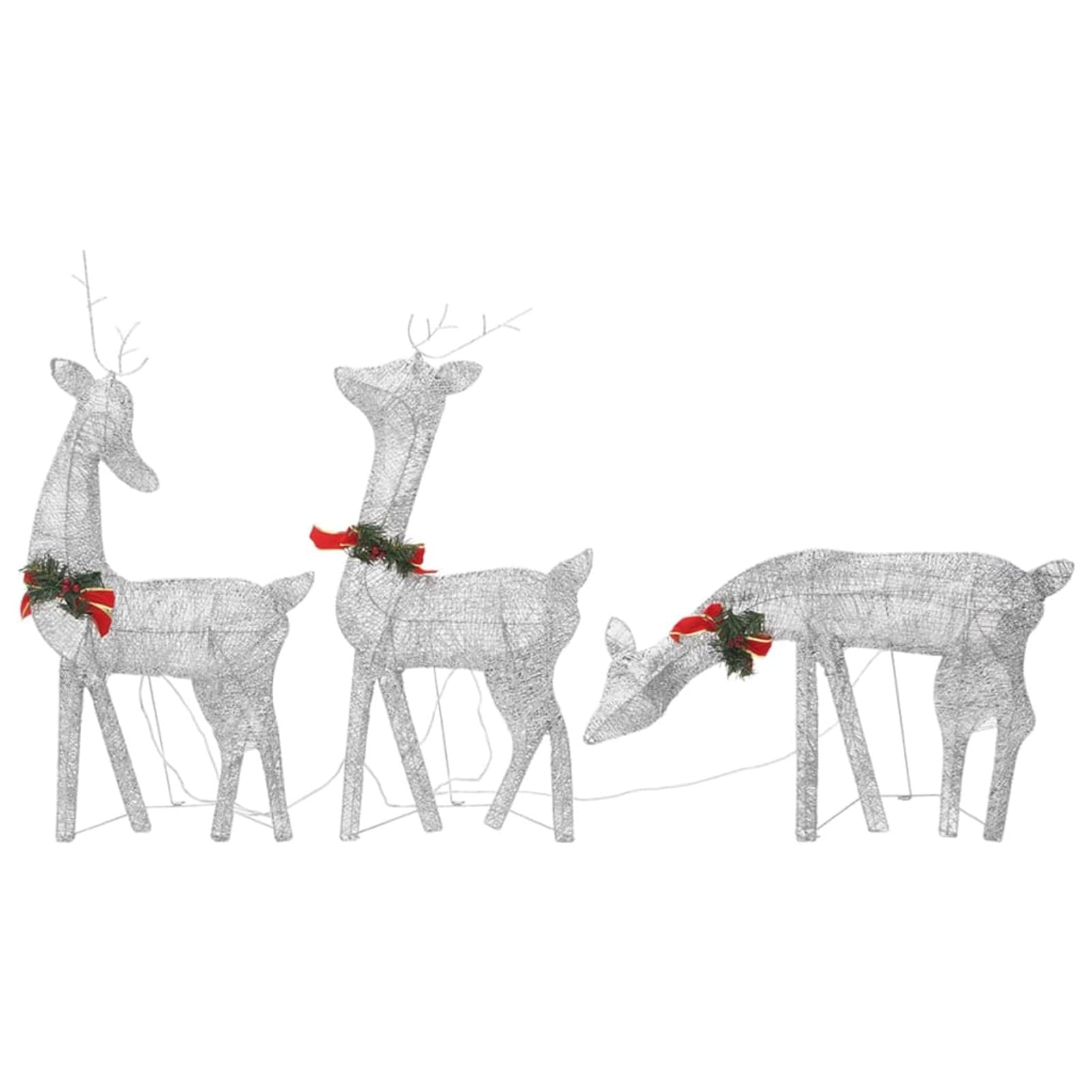 Renos de Navidad 6 Piezas de Malla Blanco frío Plateado, Figuras LED, Decoracion Navidad Exterior, Figura Luz Navidad, Reno Luminoso Exterior, Navidad Exterior Figuras