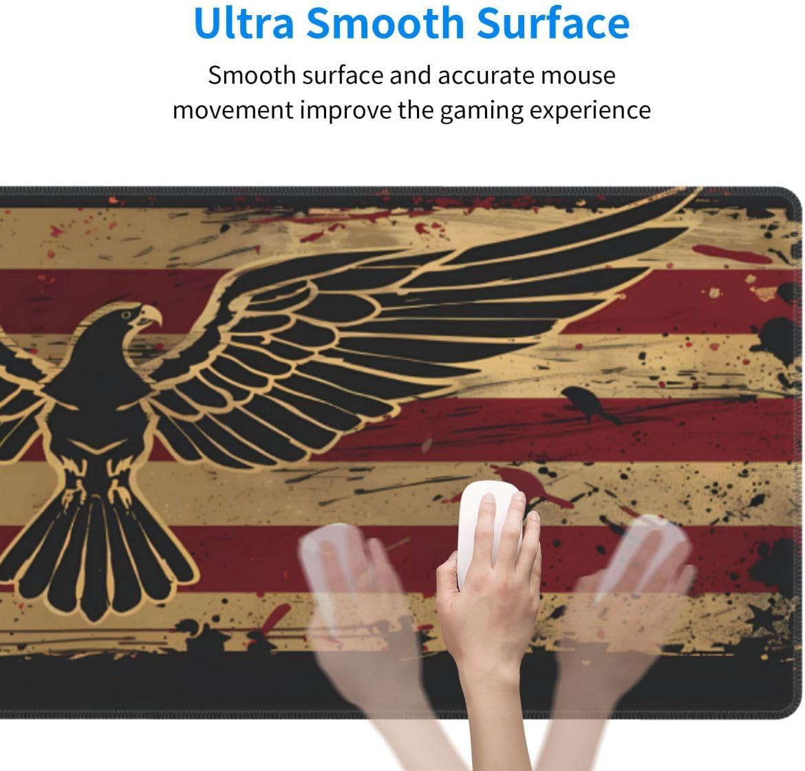 Desk Pad,Office Desk Mat 31.5"×11.8" Large Gaming Mouse Pad,Durable Extended Computer Mouse Pad,Waterproof Thick Big Mouse Pads with Non-Slip Rubber Base Office Home American Flag Eagle - Image 4