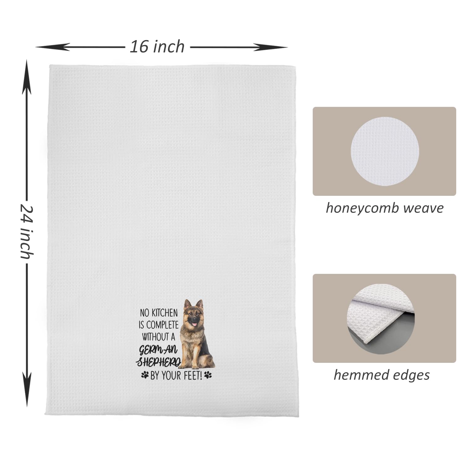 German Shepherd Kitchen Towels - German Shepherd Dog Gifts for Women & Moms, No Kitchen is Complete Without These 16x24 Hand & Dish Towels