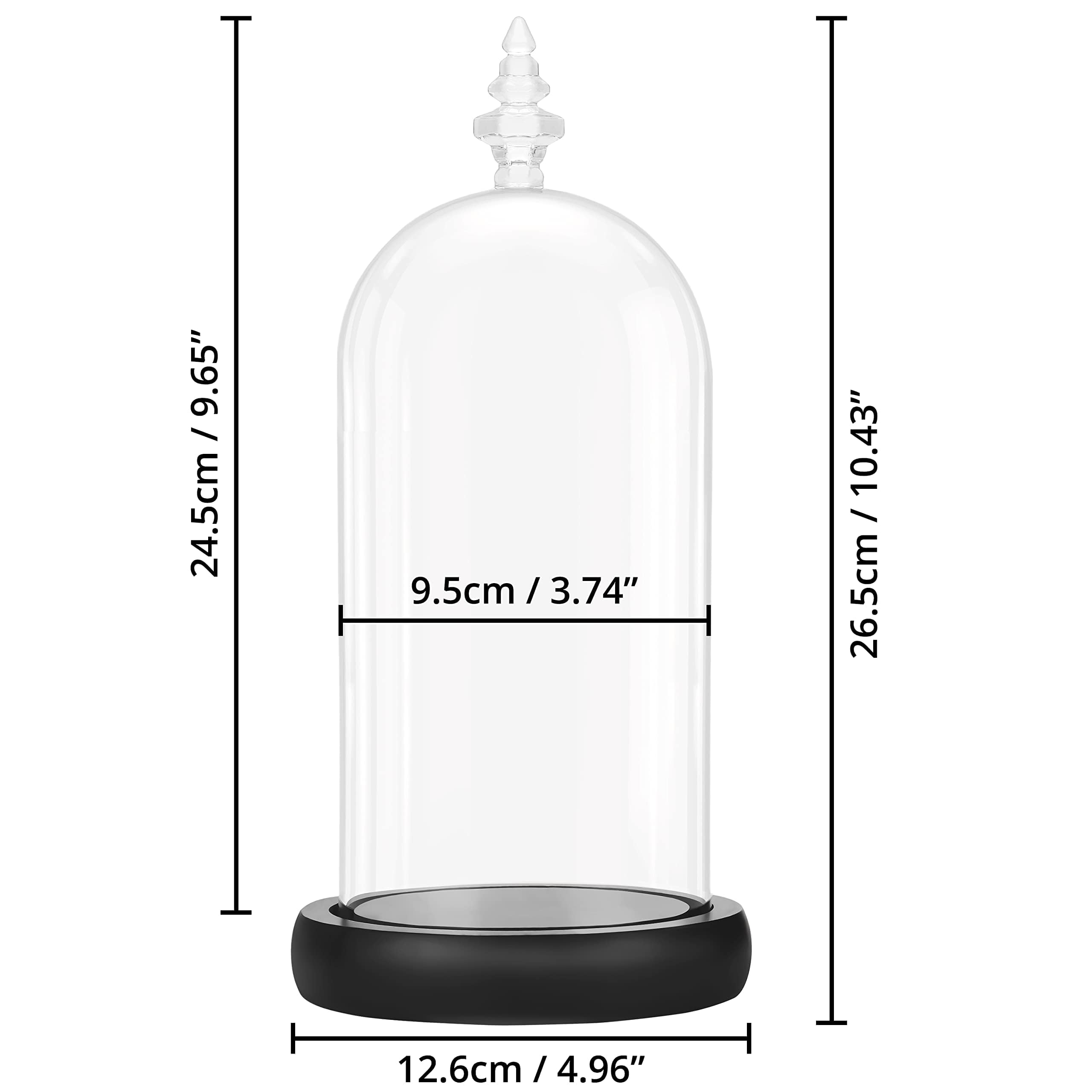 Cloche En Verre Avec Socle En Bois Noir 30 Cm - Belle Vous - Décoration Intérieure