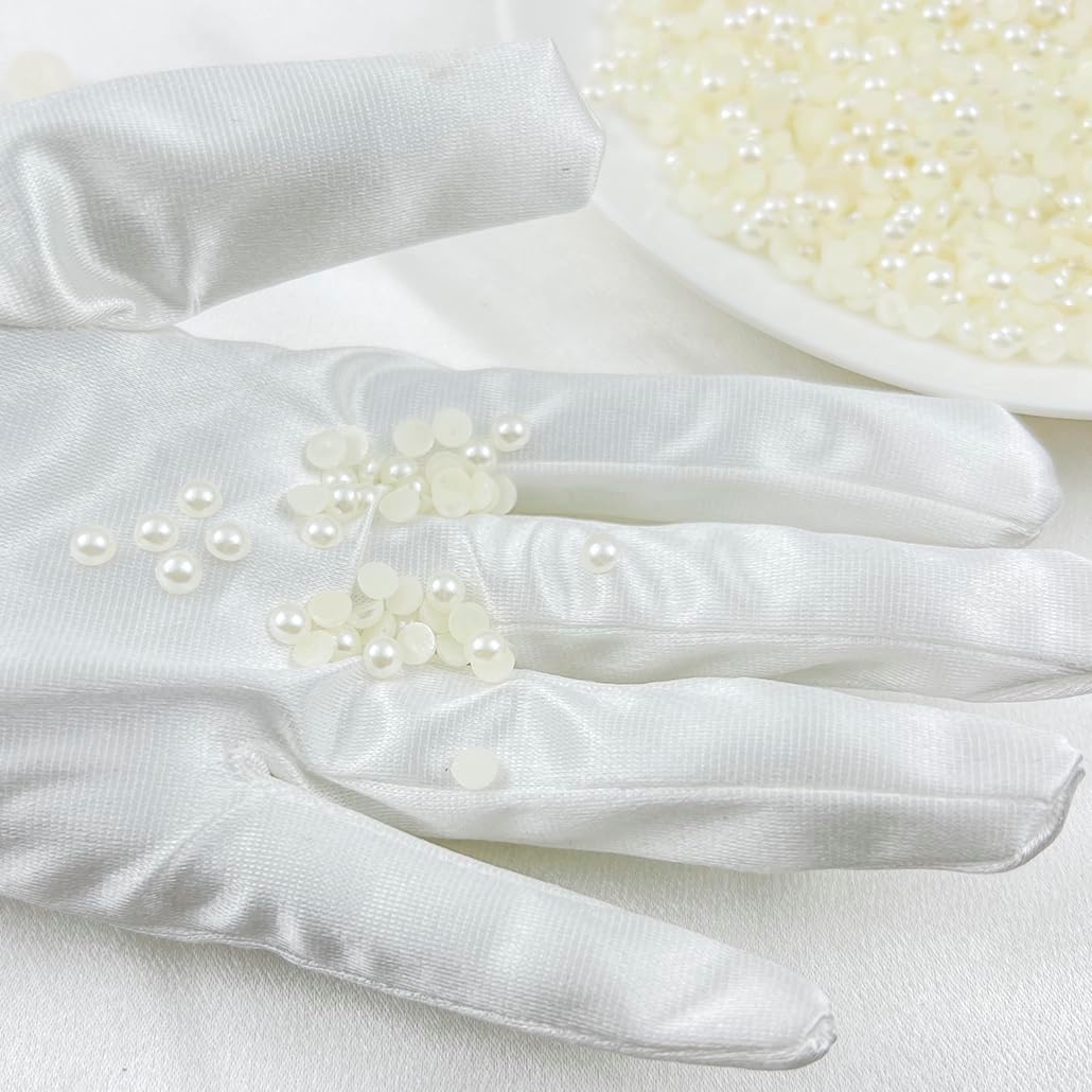 4000PCS 5mm Flatback Pearls for Crafts Jewelry Scrapbooking, Round Half Pearls Flat Back Half Pearls for Craft Projects, Jewelry Making, Shoes, Cup, Nail Art Decoration(41-Ivory White) - Image 3