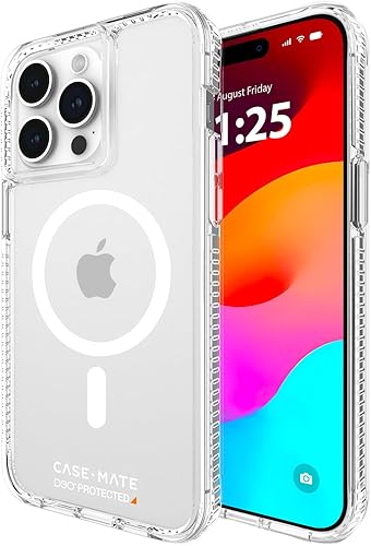 Miniatura 1 de Case-Mate Funda transparente resistente para iPhone 15 Pro Max protección contra caídas D3O de 16 pies compatible con Magsafe Funda magnética para