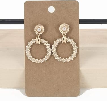 HUAPRINT Earring Card Holder,Earring Cards(Brown, 200 Pack)-Jewelry Display Card-Blank Kraft Paper Tag-Hanging Jewelry Cards for DIY Ear Studs, Earring Packaging