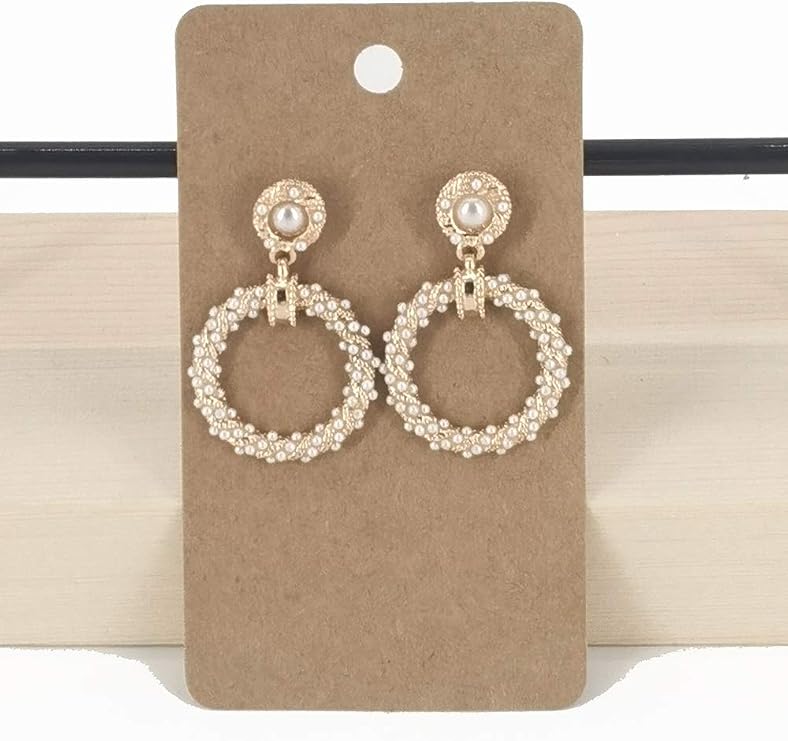 HUAPRINT Earring Card Holder,Earring Cards(Brown, 200 Pack)-Jewelry Display Card-Blank Kraft Paper Tag-Hanging Jewelry Cards for DIY Ear Studs, Earring Packaging