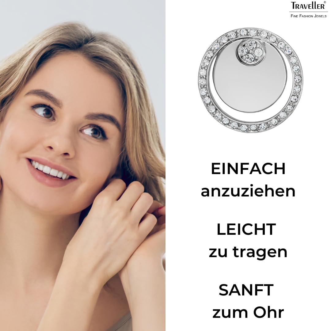 Traveller Ohrclip - Kreise - Platiniert - Kristalle - 157678