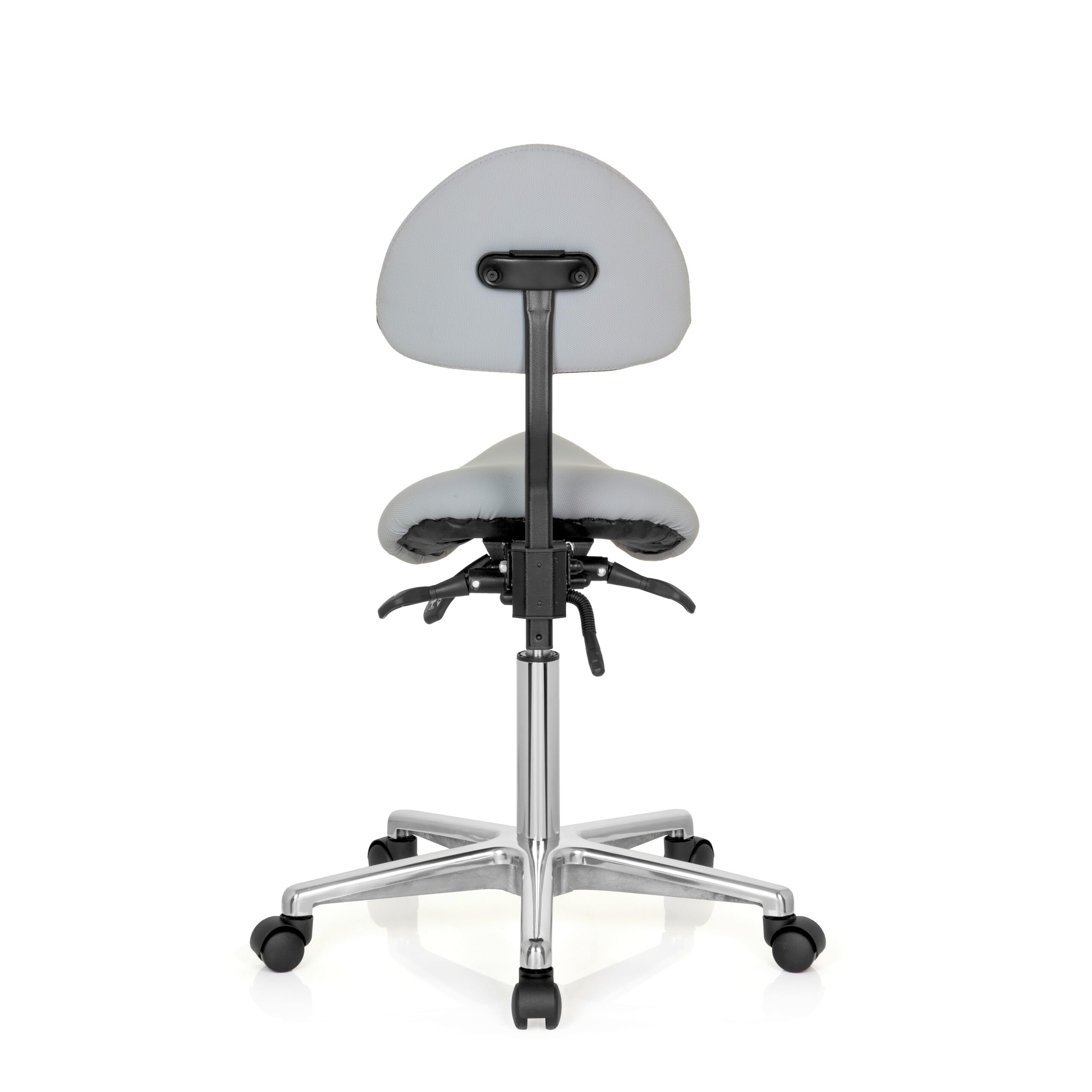 hjh OFFICE 608920 Taburete de Trabajo Top Work 20 Gris, Taburete de Silla de Montar, Respaldo con Ajuste de Altura
