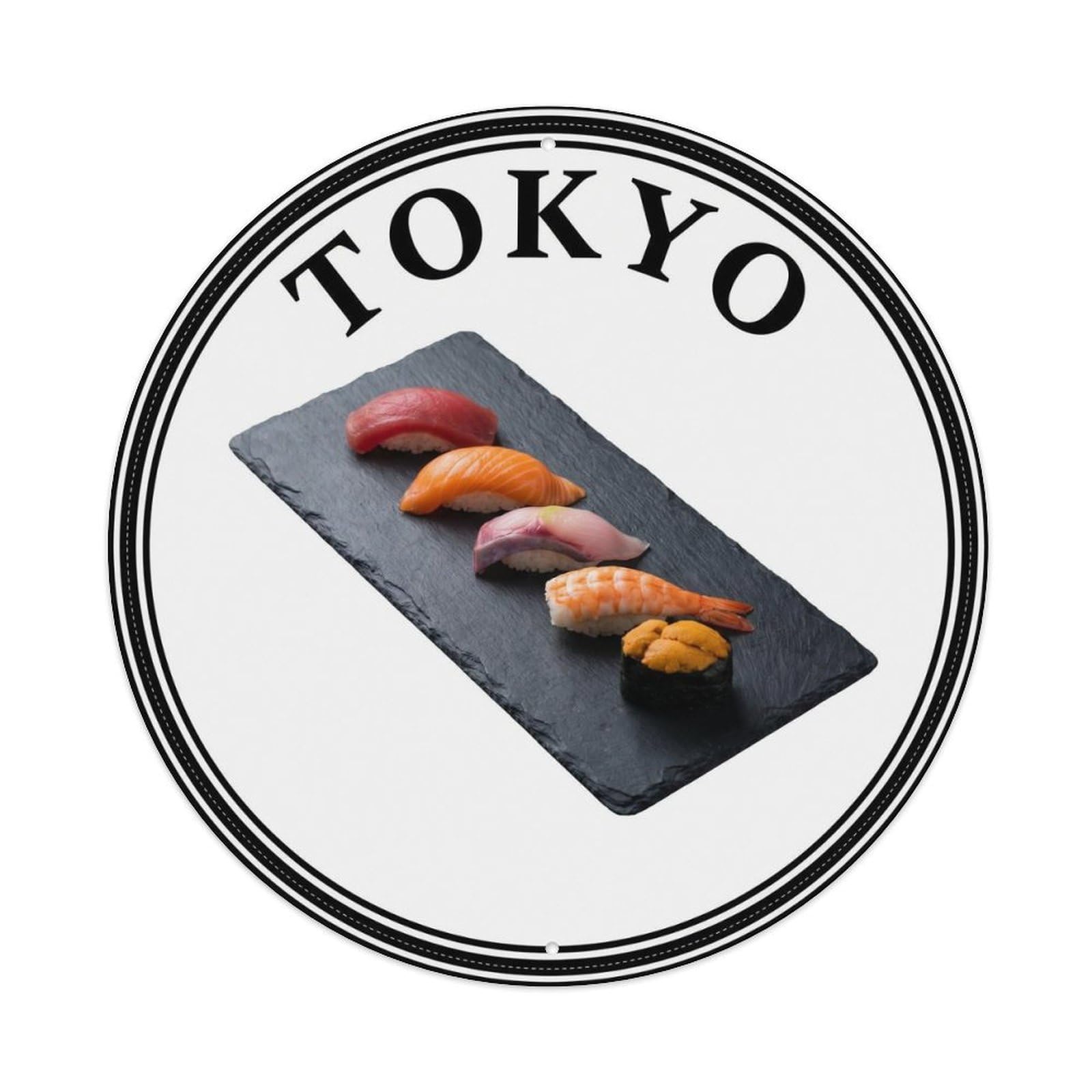 Olyhtr 8X8inch Classic Style Sushi Platter Tuna Salmon Sea Urchin Regional Cuisine Metal Tin Sign