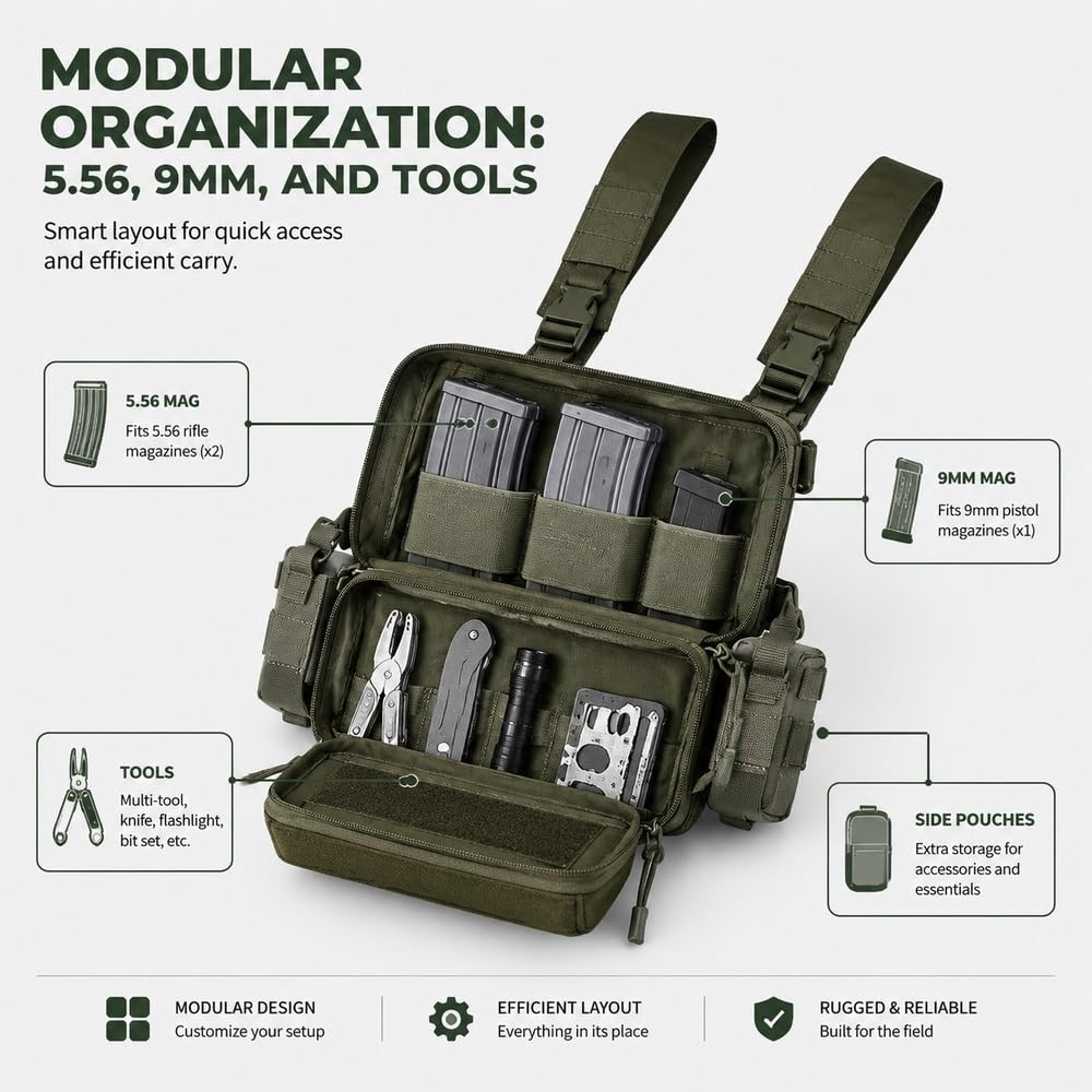 Conjunto De Plataforma Pecho Con Arnés Táctico D3CRM, Sistema Bolsa Modular Gran Capacidad For Actividades Equipo, Airsoft