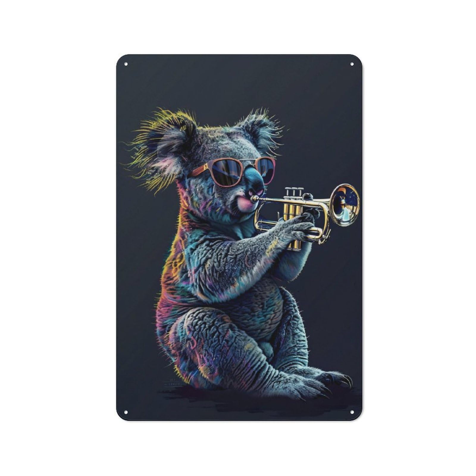 Junmoney Koala Trumpet Retro Tin Sign 30X20cm For Garden Room Or Summerhouse, A Housewarming Gift For Garden Room Decor Fans