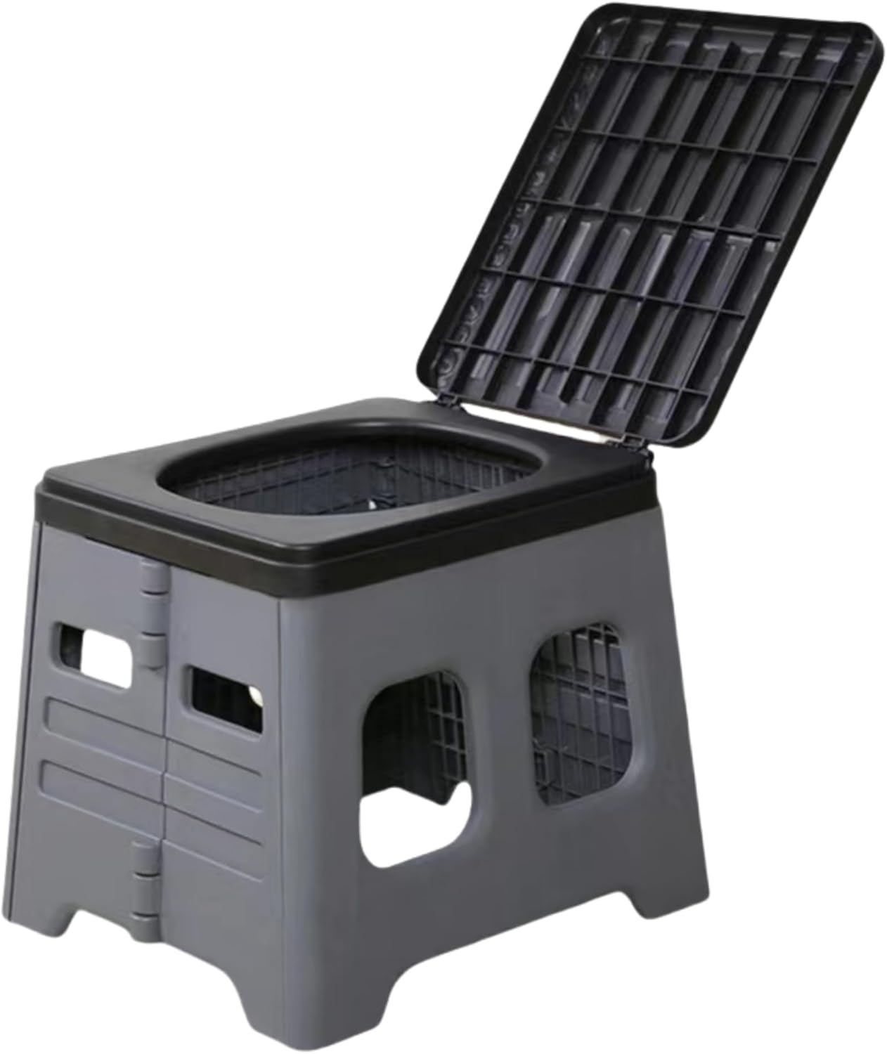 Portable Camping Folding Toilet with Lid,Travel Potty Plastic for Adults, Extra Large Portable Travel Toilet for RV Car Hiking,Beach and Grey