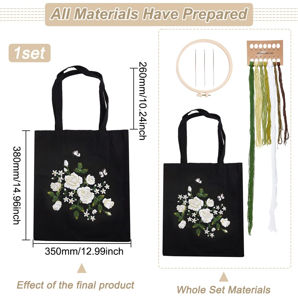 Amazon | WADORN DIY刺繍キャンバスバッグキット、花柄入り