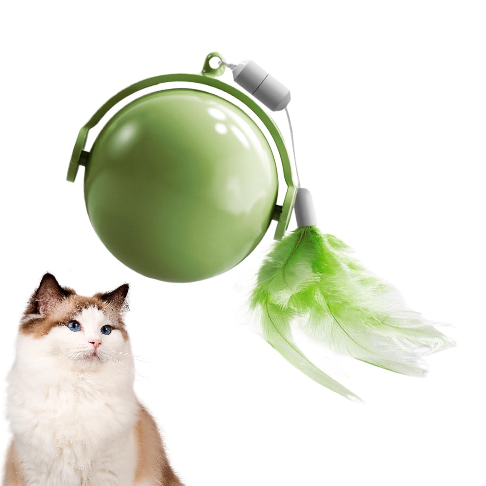 Juguetes para Gatos， Juguete Inteligente for Gatos con Pelota, Juguete Interactivo for Evitar obstáculos, de Ejercicio for Mascotas Plumas