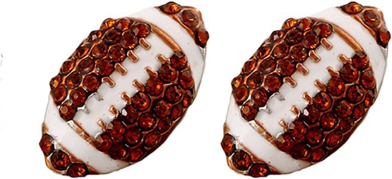 A Pair Unique Rhinestone Stud Drop Stackable Cute Basketball Volleyball Baseball Football Rugby Shiny Crystal Sport Earrings Jewelry for Women Teens