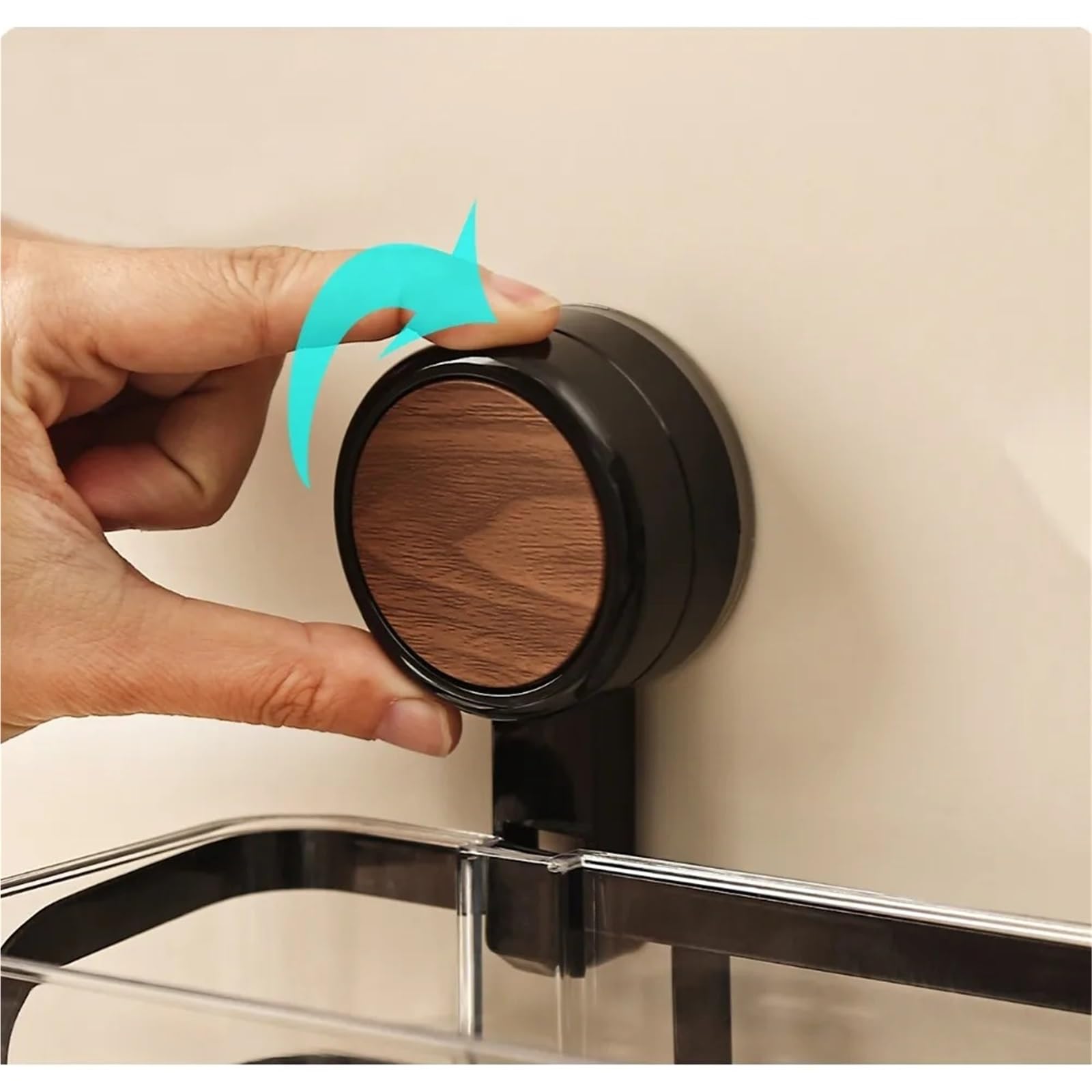 Pasamanos con Ventosa de Nogal para Lavabo de baño Antiguo, Barra de Agarre para baño con perforación Libre (Plateada)