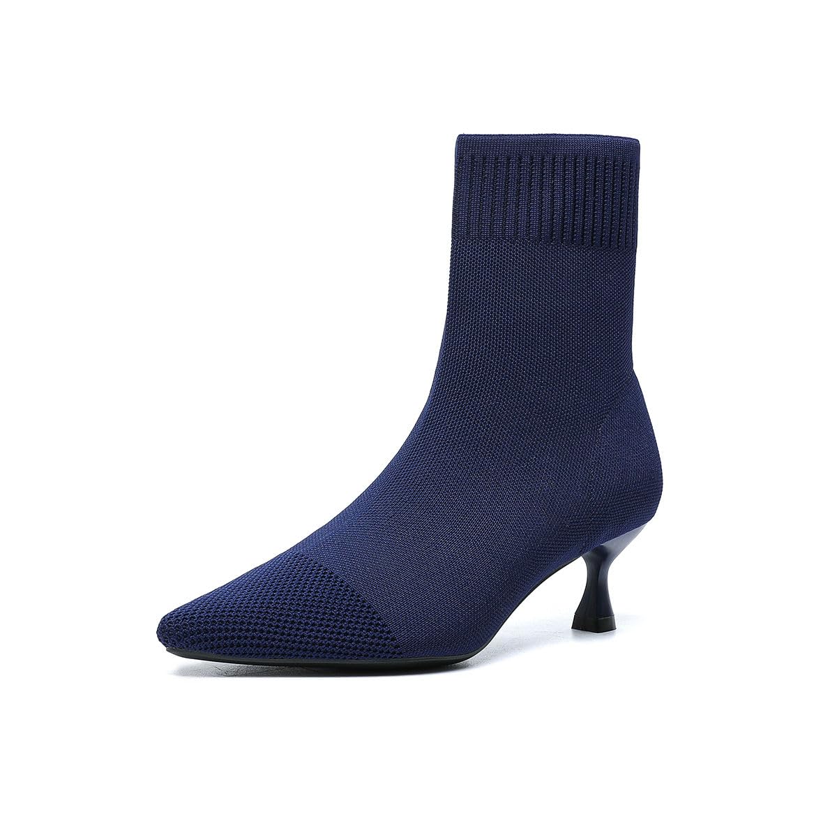 HIPPOSEUS Womens Chunky Heel Ankle Boots Knit Dress Boots