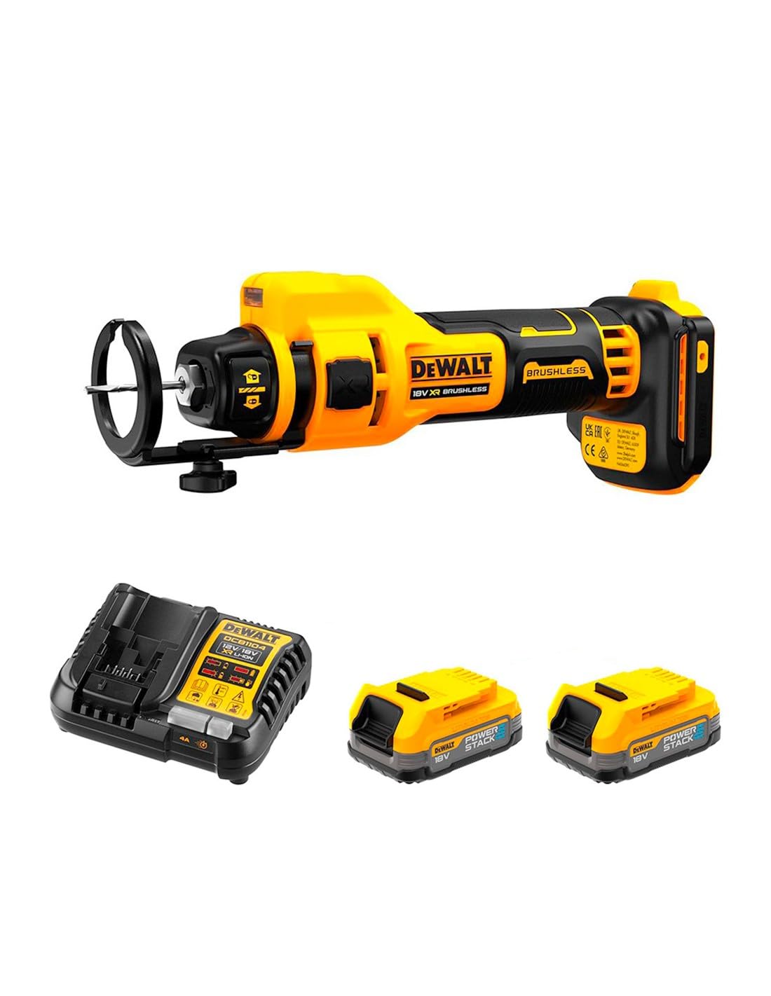 Fraiseuse pour plaques de plâtre DeWALT DCE555E2-SK (2 x 1,7 Ah Powerstack + DCB1104)