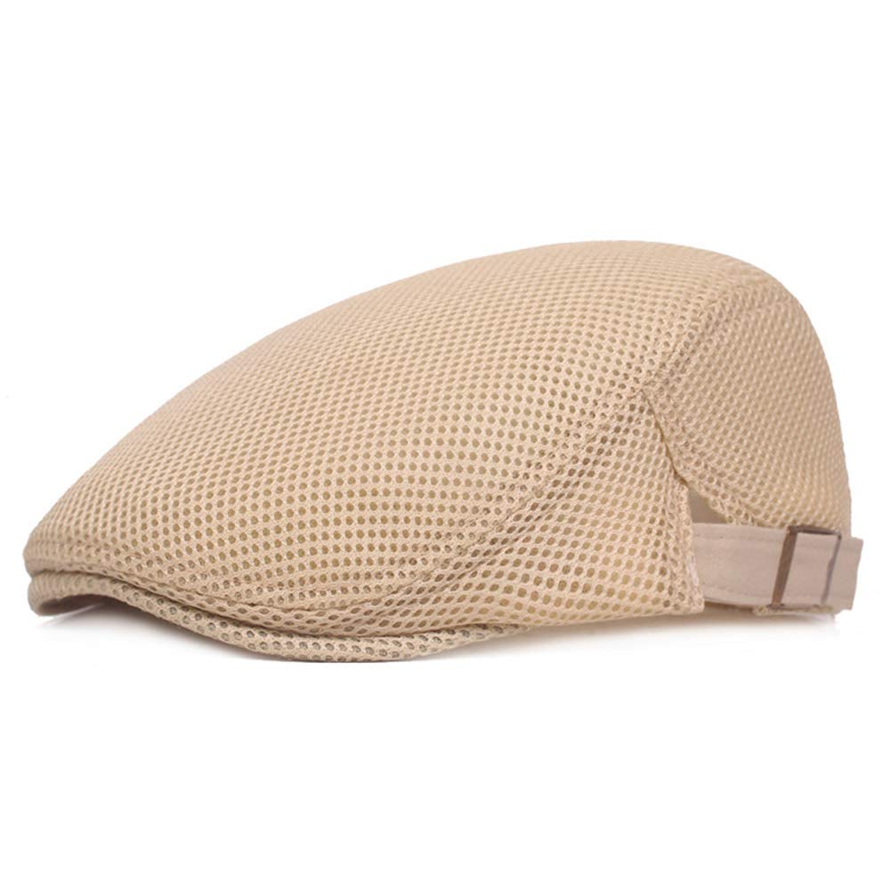 Yanjay Store Mens Mesh Summer Newsboy Beret Hat Breathable Ivy Cap Cabbie Flat Hats (Beige)