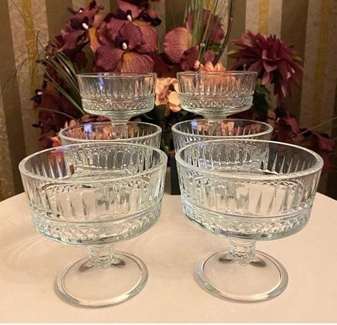 Image of Ice Cream Bowls with Gold Spoon - Glass Dessert Cups for Sundae, Parfait, Fruit, and Cocktail - Footed Glass Cups for Serving Desserts, Ice Cream, | More (Set of 6) (250 Ml)