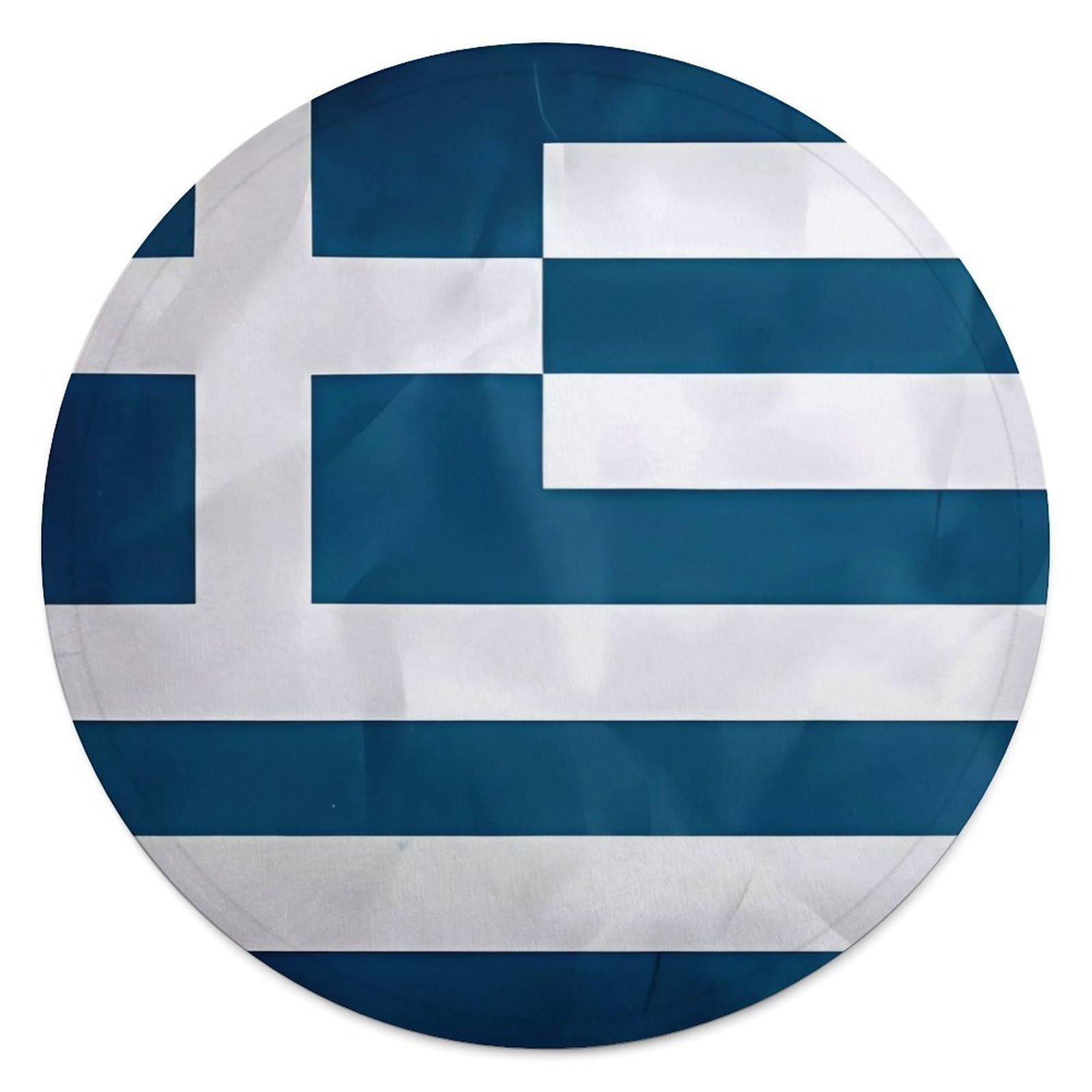 Couverture ronde drapeau grec flanelle légère 140cm imprimée motif Grèce pour canapé