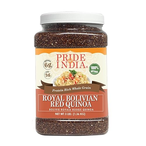 Pride Of India - Quinoa boliviana roja real natural - Tarro de grano entero rico en proteínas tarro de 33 libras 15 kilos 22 libras 50 extra libre