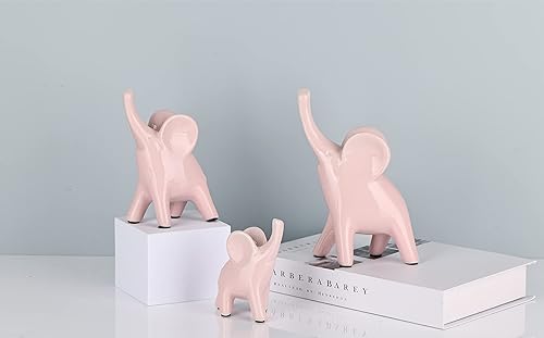 Miniatura 5 de WUBIANJIE Una familia de tres elefantes de cerámica moderna para decoración del hogar, estante para dormitorio, sala de estar, entrada, escritorio,