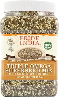 Pride Of India - Triple Omega Superseed Mix - Protein, Fiber, Calcium, Iron, Omega-3, Omega-6, & Thiamin Rich Superfood w/...
