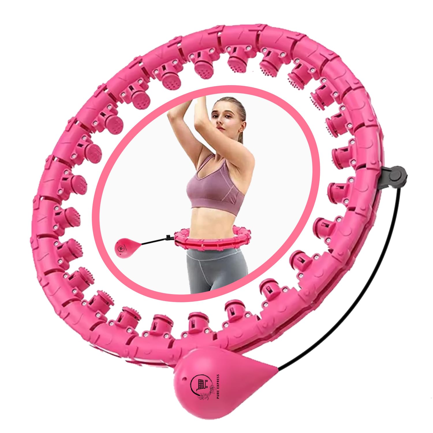 2-in-1 Smart Weighted Hula Hoop for Adults and Children: Auto-Spinning Fitness Hoop with 24 Detachable Knots