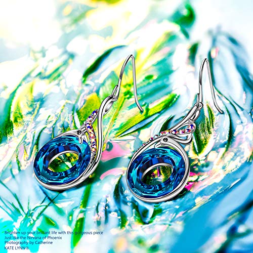 Kate Lynn "Rise From the Ashes" Phoenix Earrings, Sterling Silver Dangle Earrings with Crystals from Austria, Birthday Gift with Jewelry Box, Symbol of Luck and Renewal3