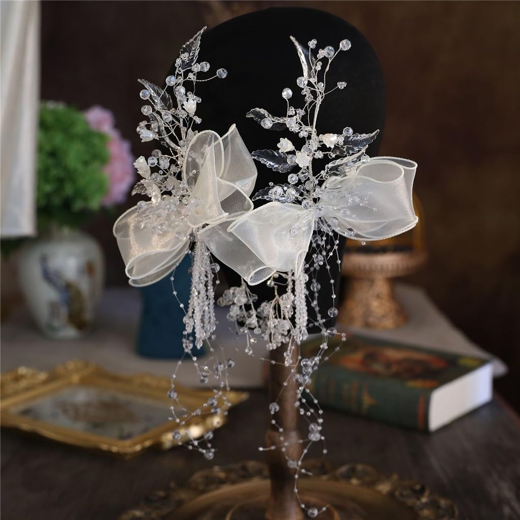 Korean Bridal Headwear Handmade Silk Crystal Edge Clip Wedding Hairpin Dress Styling Accessories