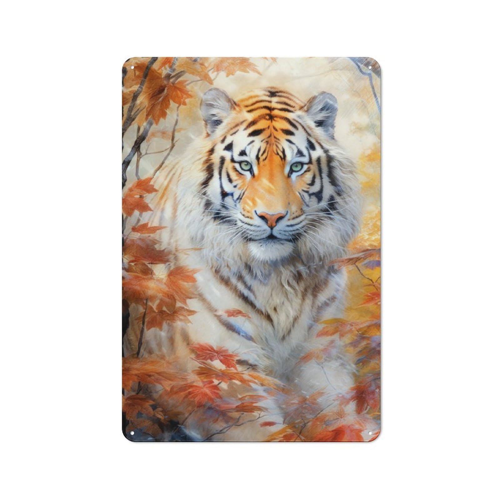 Junmoney Tiger Animal Art For Man Cave Or Games Room, Retro Tin Sign 30X20cm, A Christmas Gift For People Styling Man Cave And Games Room