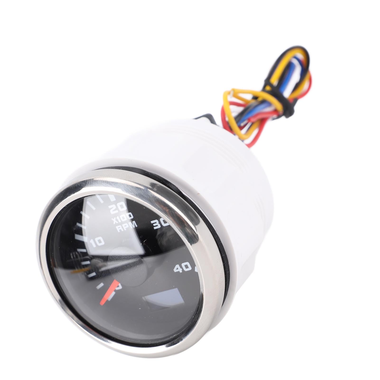 Pain du Tachymètre de 52 Mm Motor 4000rpm avec Compteur D'heure 7 Couleur Rétro-éclairage pour le Tracteur de Camion RV Boat DC 9 à 32V (Couvercle en argent noire CX6225)